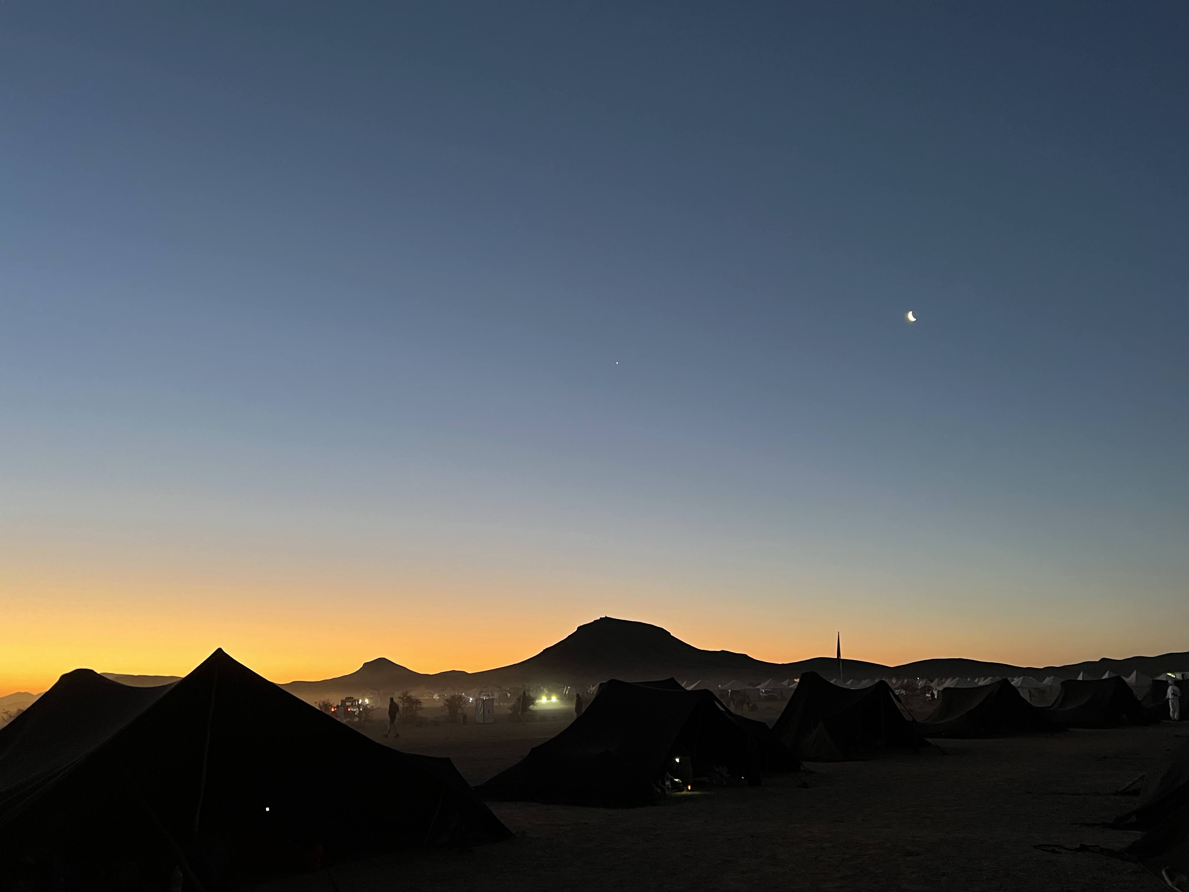 Sunset in camp