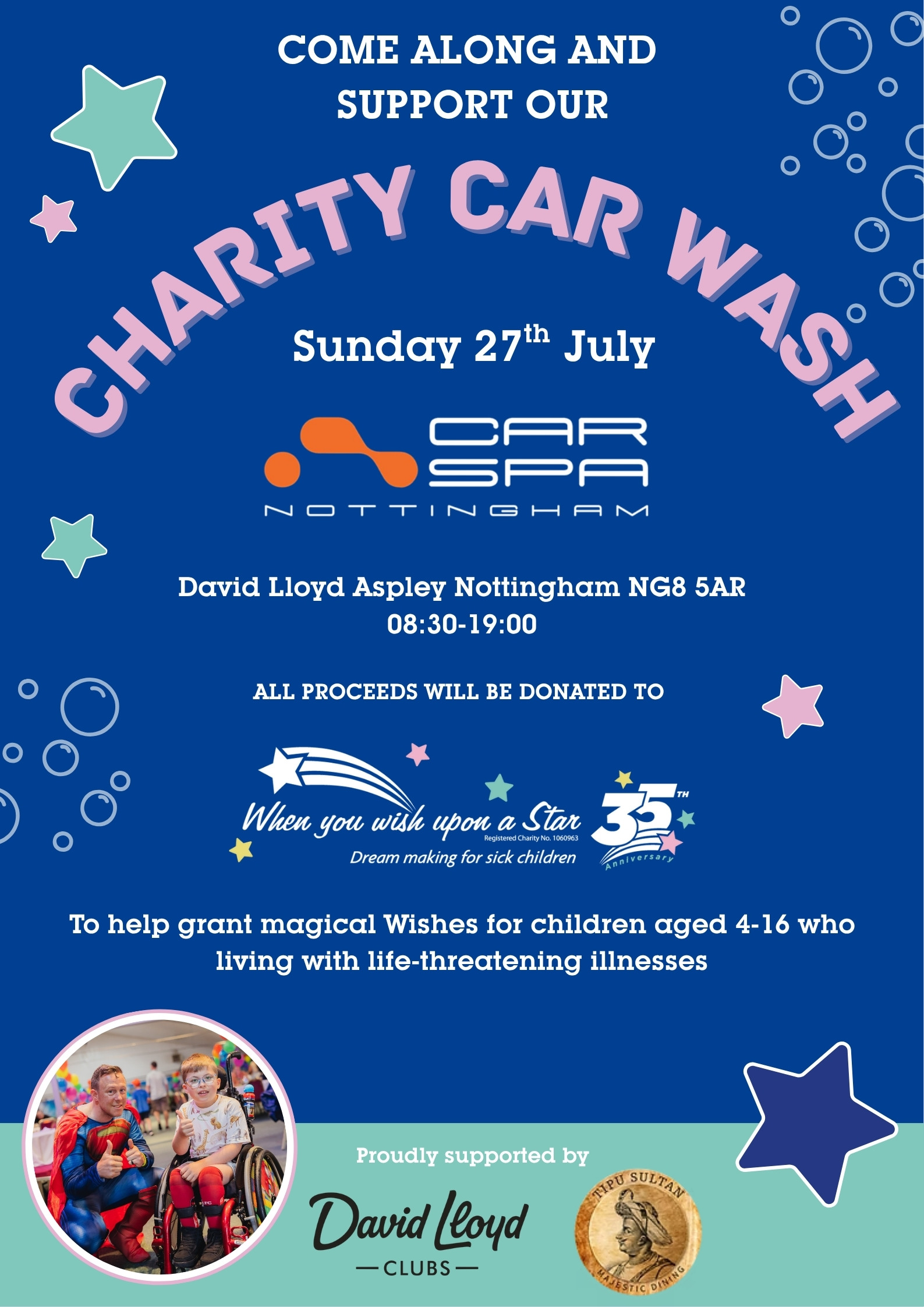 Blue Illustrated Car Wash Now Open Poster